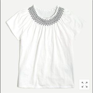 NWT J. Crew Embroidered smocked-neck tee Size: Small